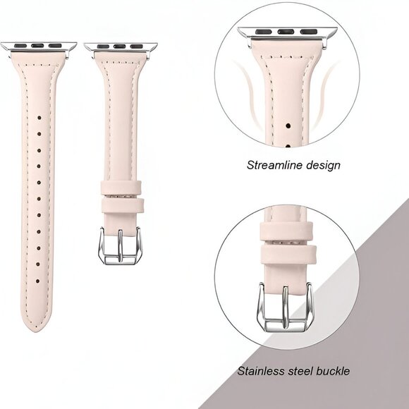 NEW[BAND] Slim ORANGE Strap Leather For Apple Watch - Picture 4 of 4